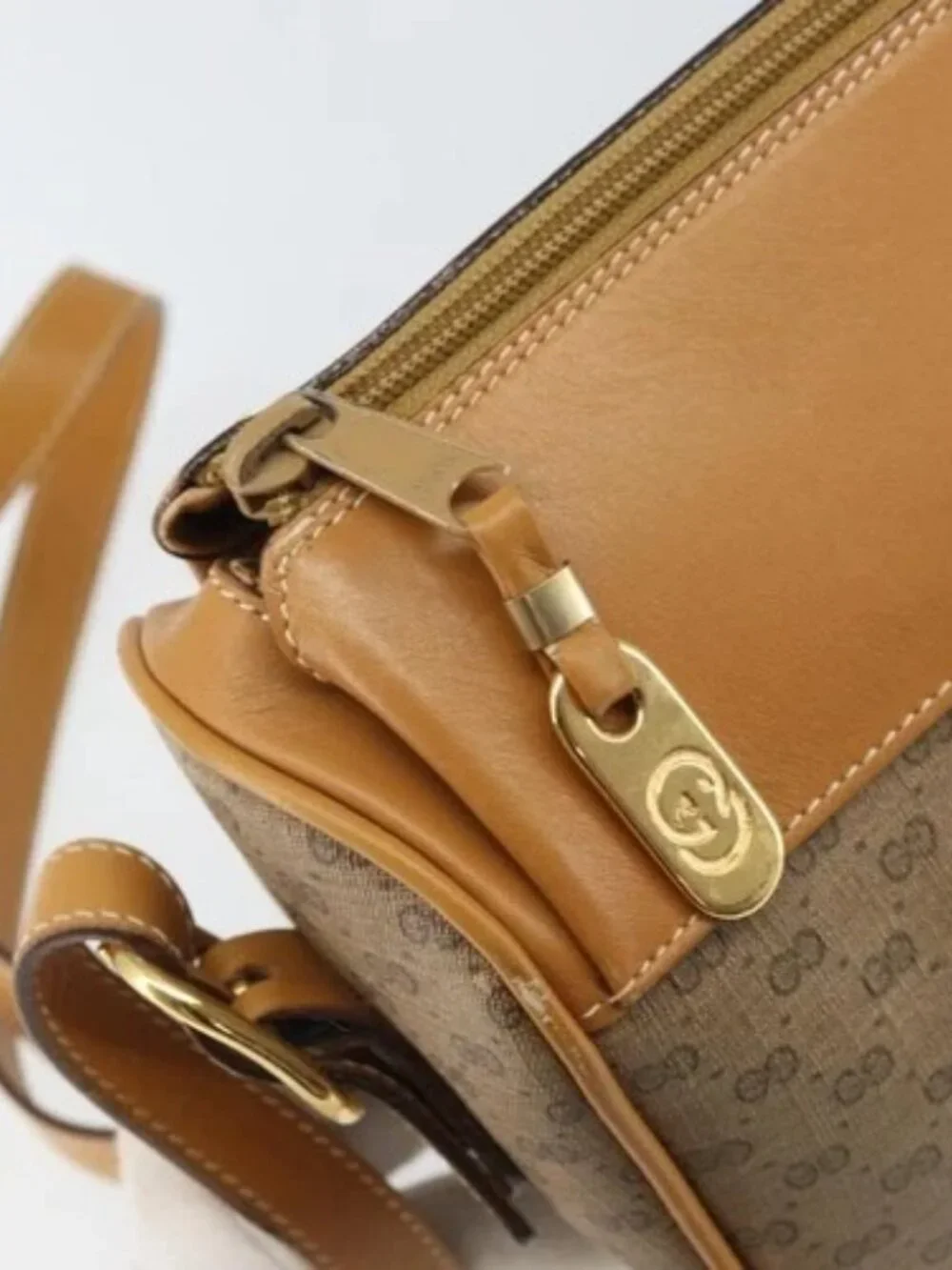 GUCCI Micro GG Supreme Web Sherry Line Bag PVC Beige 001 084 4001 Auth BA9954 - Picture 10 of 15